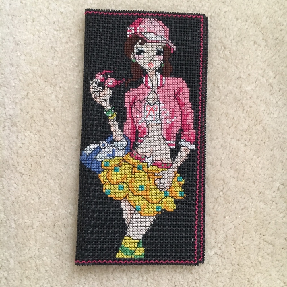 Hand embroidered model wallet